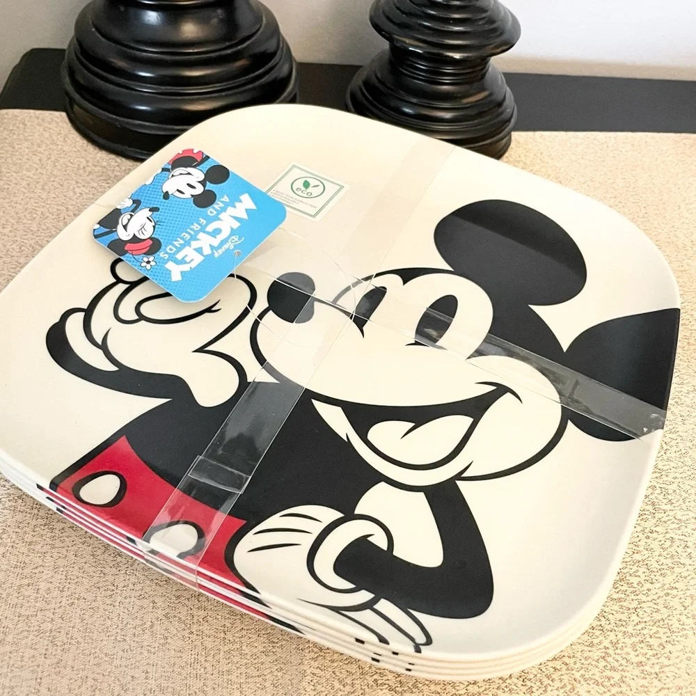 NWT Set of 4 Disney MICKEY MOUSE Bamboo Dinner Plates